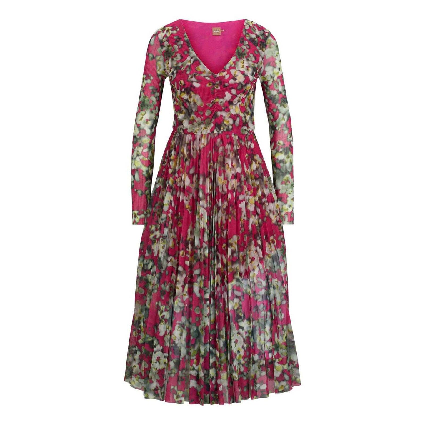 Pink - Front - Boss Womens-Ladies Erlissi All-Over Print Midi Dress