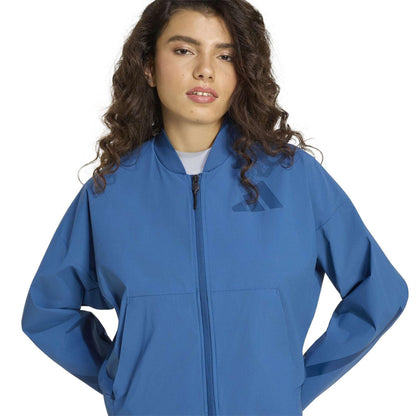 Petrol Blue - Side - Adidas Womens-Ladies Z.N.E. Woven Midweight Bomber Jacket
