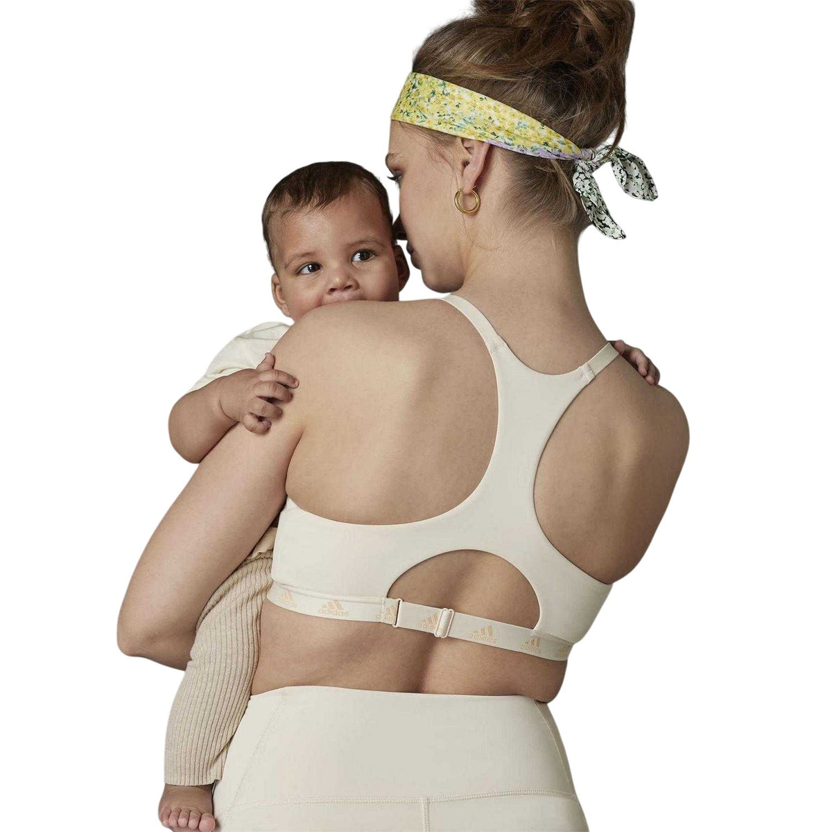 White - Back - Adidas Womens-Ladies Grow Positivity Nursing Sports Bra