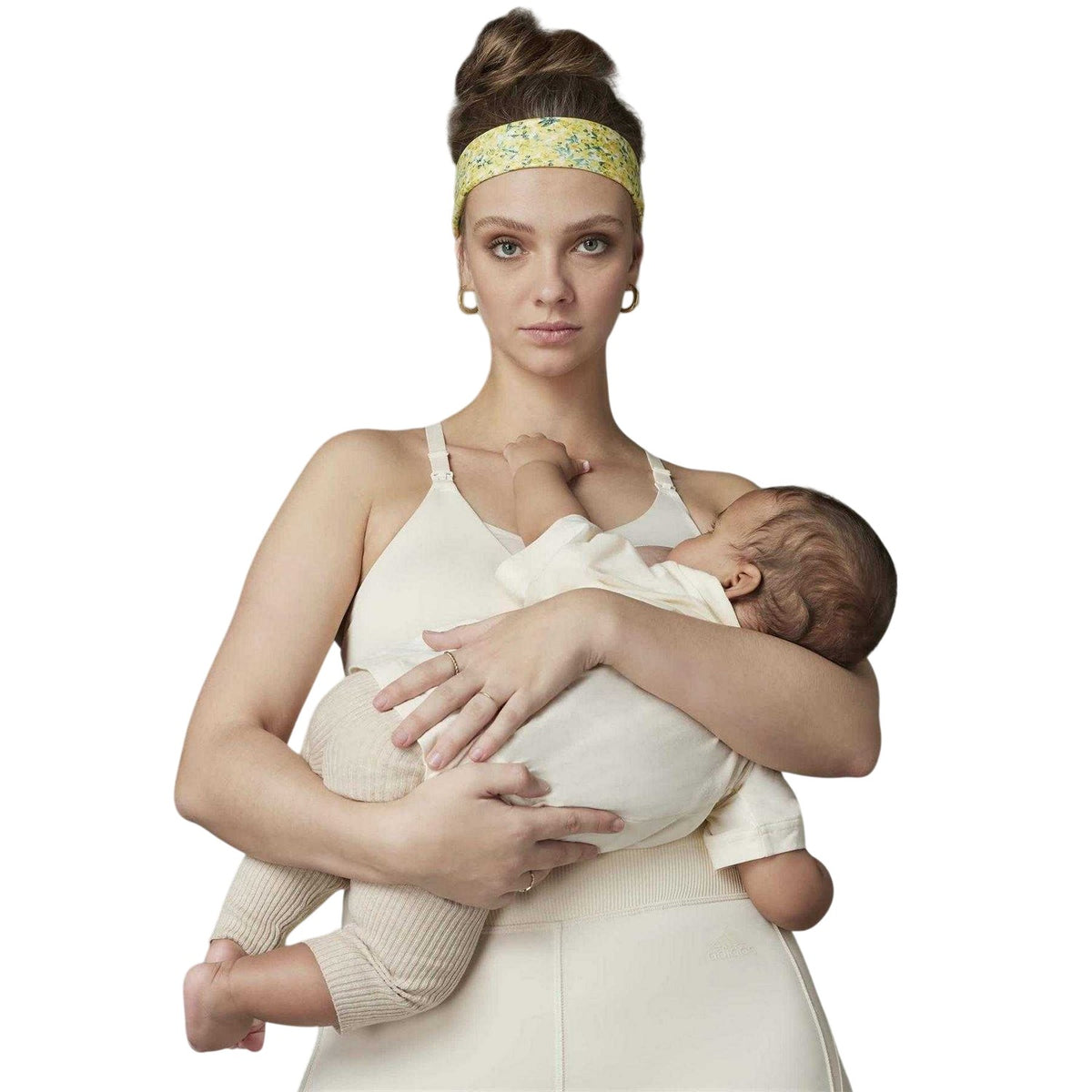 White - Pack Shot - Adidas Womens-Ladies Grow Positivity Nursing Sports Bra