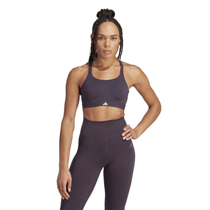 Purple - Side - Adidas Womens-Ladies TLRD Luxe Non-Wired Sports Bra
