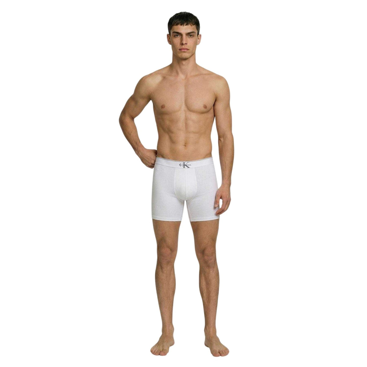 Black-Grey-White - Side - Calvin Klein Mens Cotton Boxer Briefs (Pack of 3)