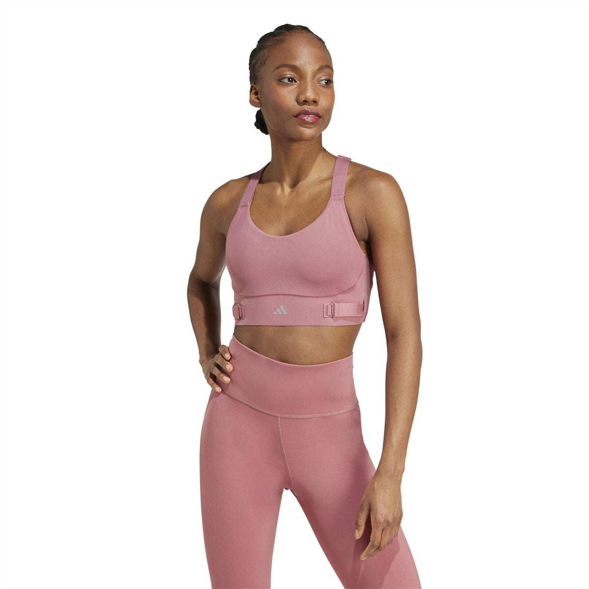 Pink - Side - Adidas Womens-Ladies Scoop Neck Sports Bra