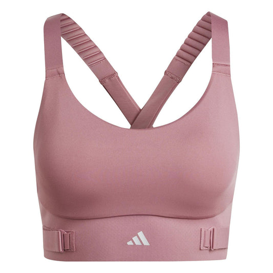 Pink - Front - Adidas Womens-Ladies Scoop Neck Sports Bra