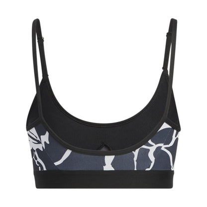 Grey - Back - Adidas Womens-Ladies Floral Low Impact Sports Bra