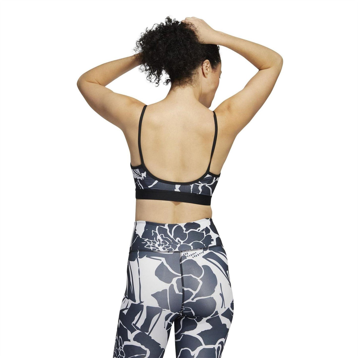 Grey - Lifestyle - Adidas Womens-Ladies Floral Low Impact Sports Bra