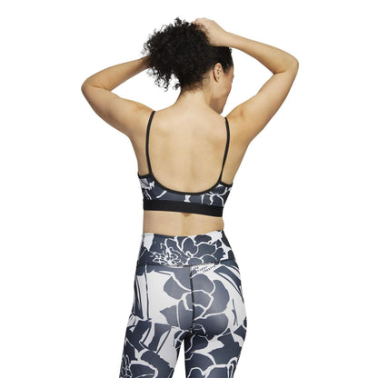 Grey - Lifestyle - Adidas Womens-Ladies Floral Low Impact Sports Bra
