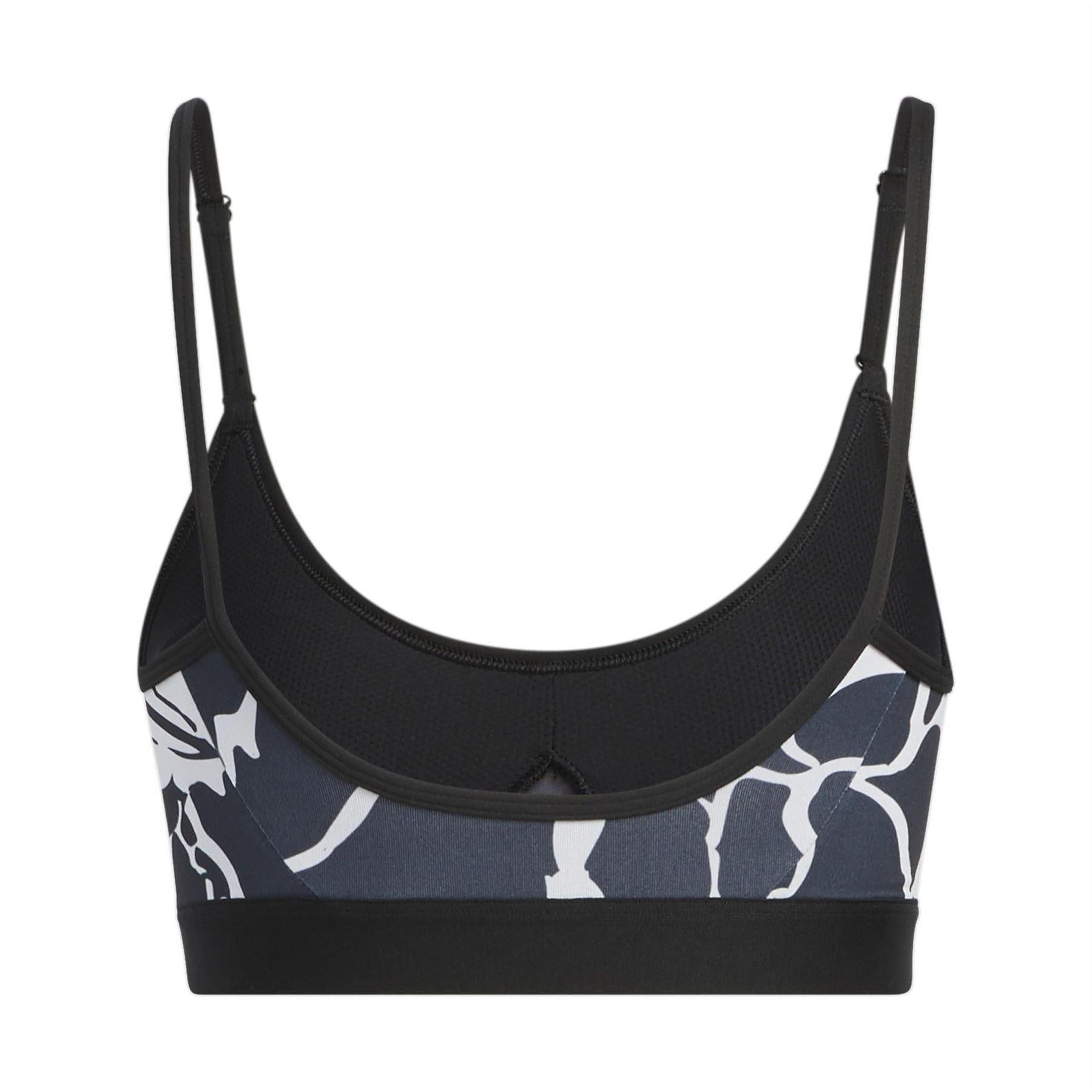 Dash Grey-Black - Back - Adidas Womens-Ladies Floral Low Impact Sports Bra