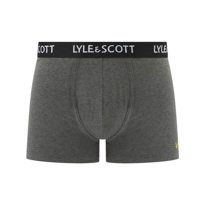 Dark Grey - Side - Lyle & Scott Mens Ethan Logo Boxer Shorts (Pack of 3)