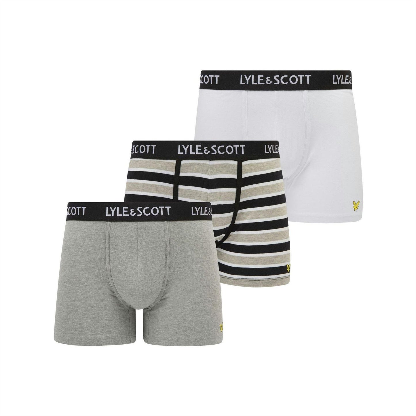 Grey - Front - Lyle & Scott Mens Ethan Logo Boxer Shorts (Pack of 3)