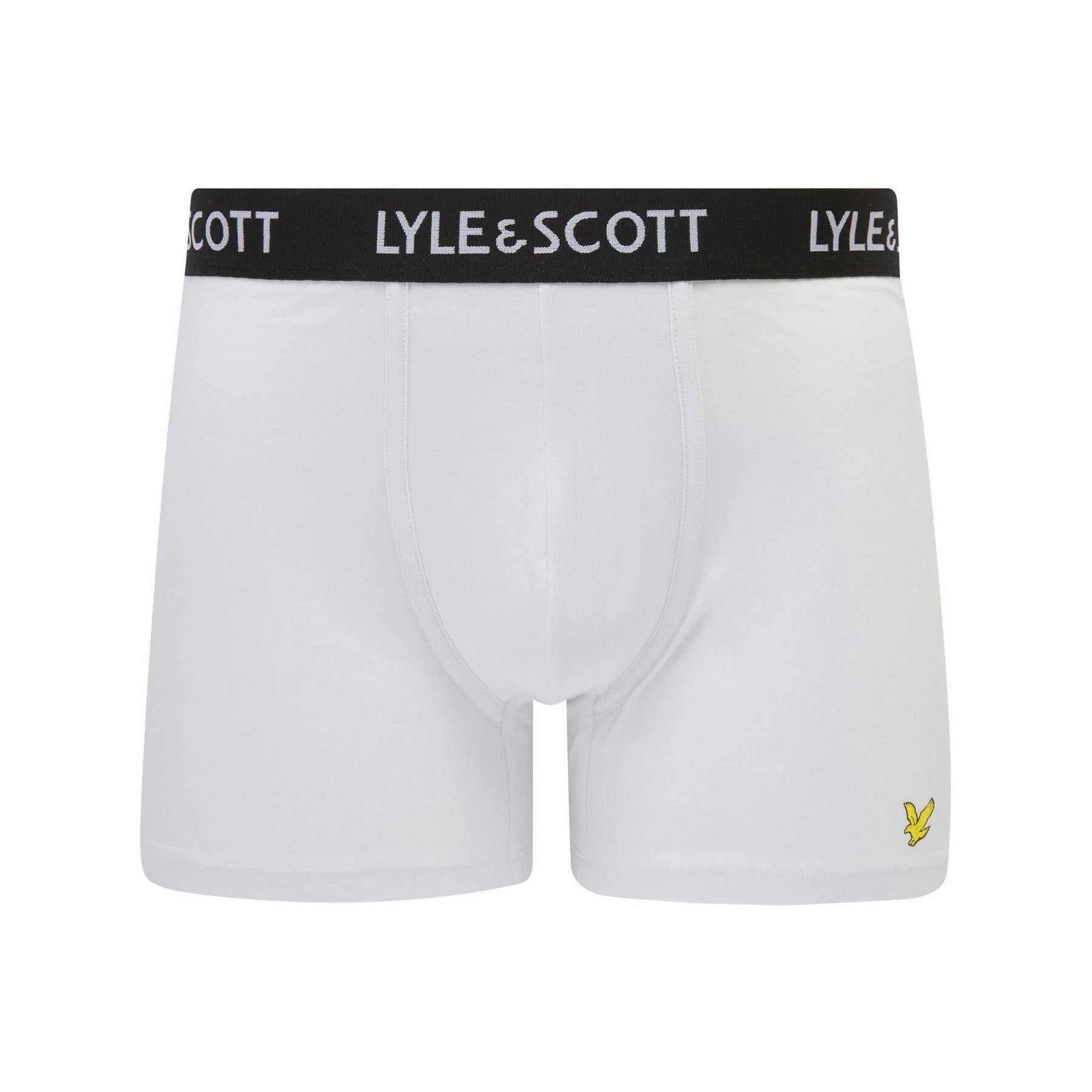 Grey - Back - Lyle & Scott Mens Ethan Logo Boxer Shorts (Pack of 3)