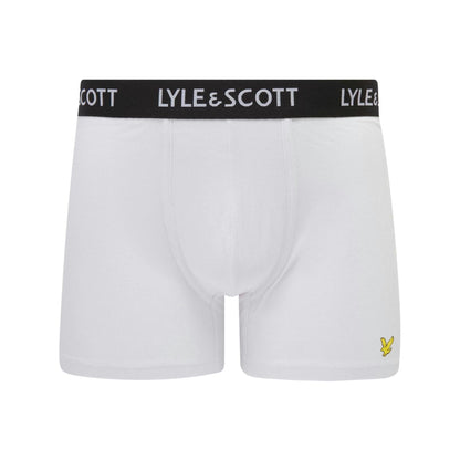 Grey - Back - Lyle & Scott Mens Ethan Logo Boxer Shorts (Pack of 3)