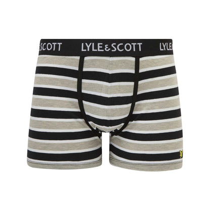 Grey - Side - Lyle & Scott Mens Ethan Logo Boxer Shorts (Pack of 3)
