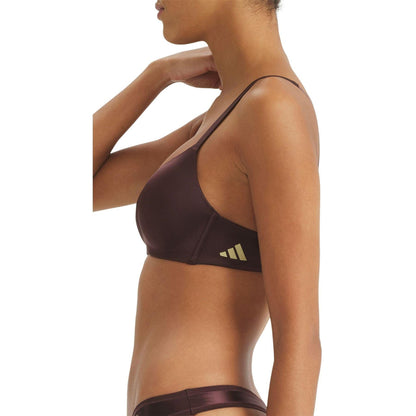 Brown - Side - Adidas Womens-Ladies Active Micro Contour Sports Bra
