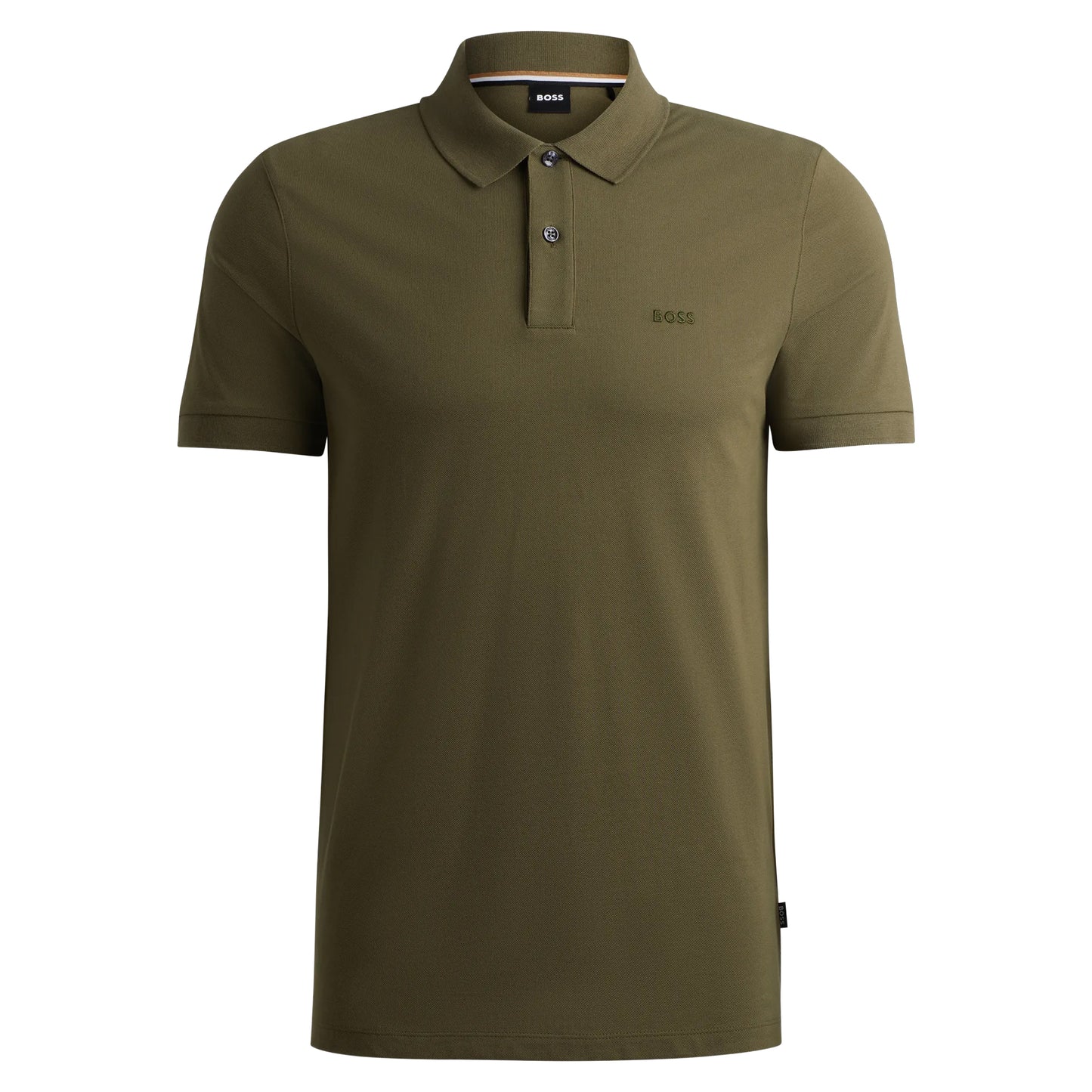 Khaki Green - Front - Hugo Boss Mens Pallas Cotton Polo Shirt