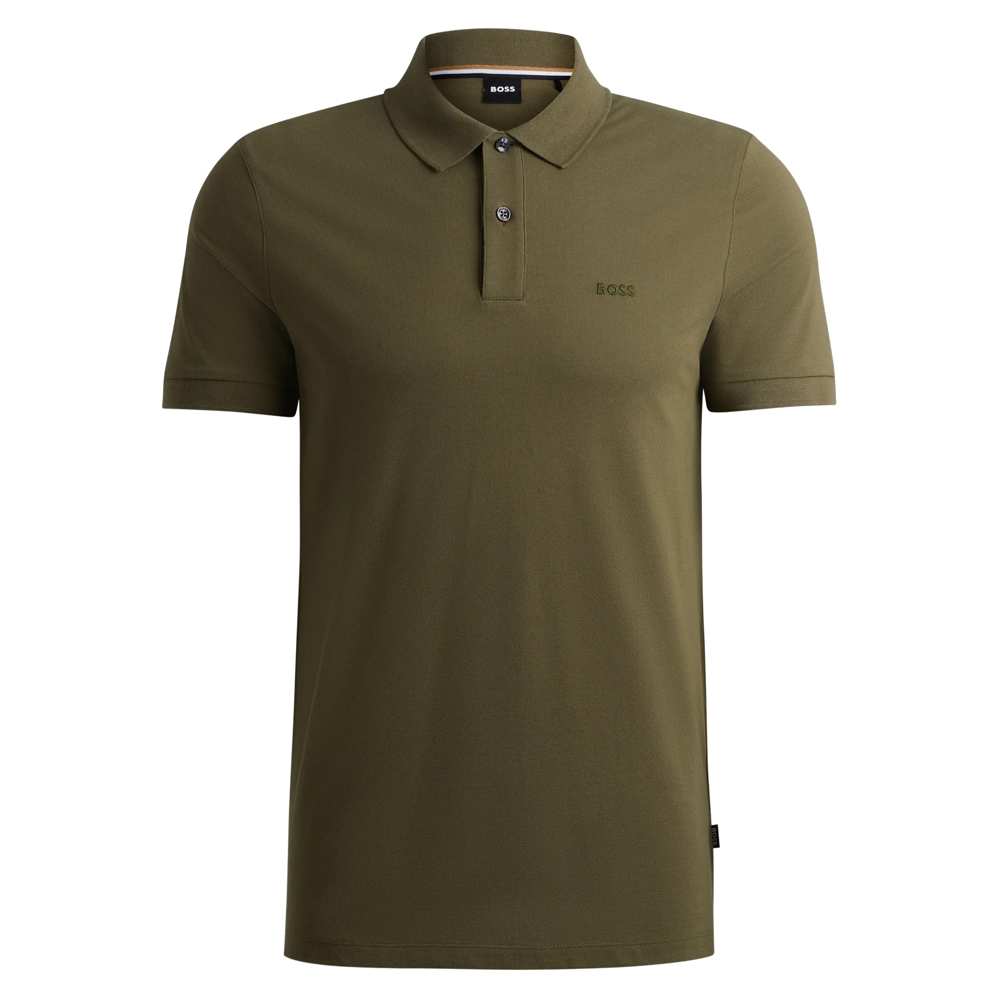 Khaki Green - Front - Hugo Boss Mens Pallas Cotton Polo Shirt