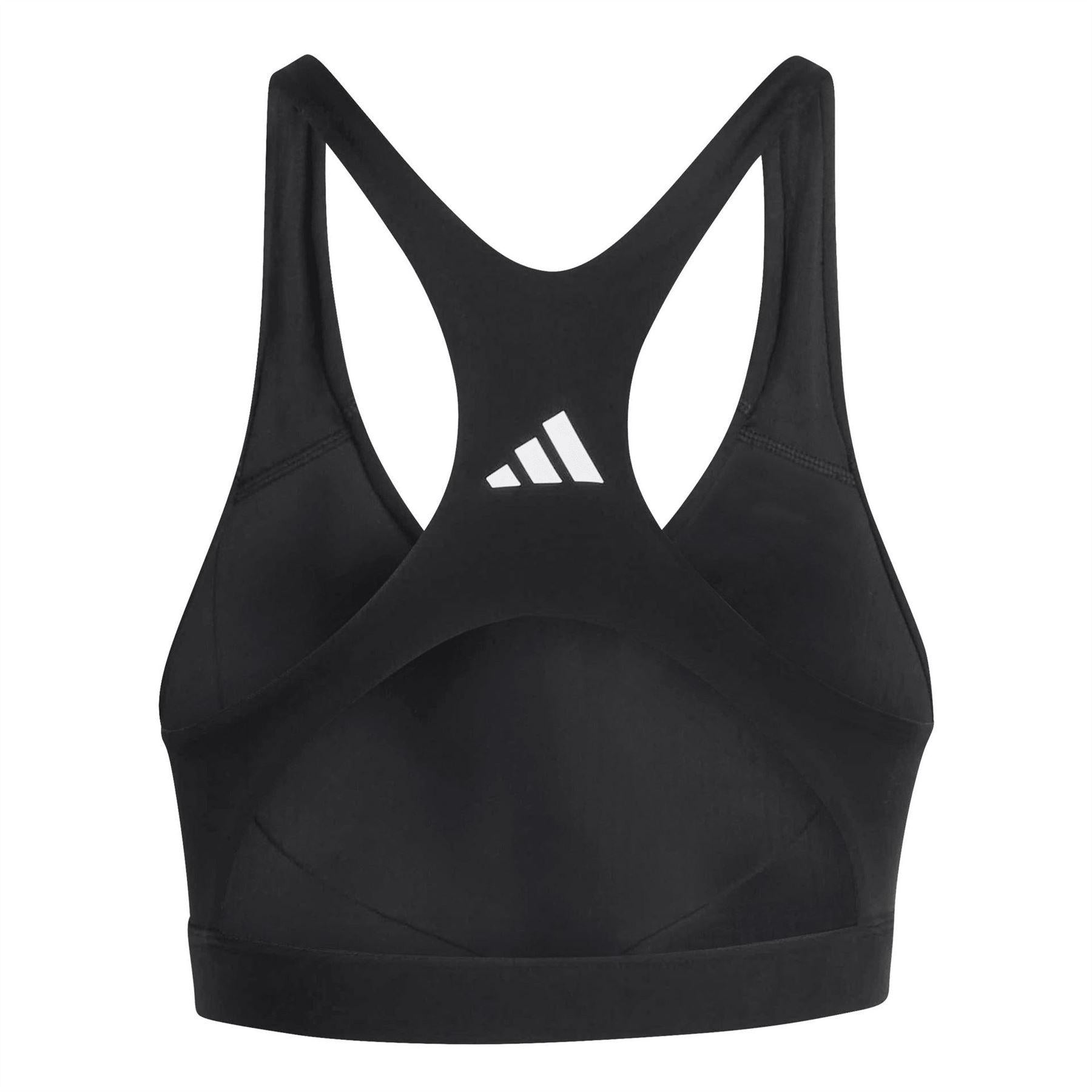 Black-White - Back - Adidas Womens-Ladies High Support Training Sports Bra