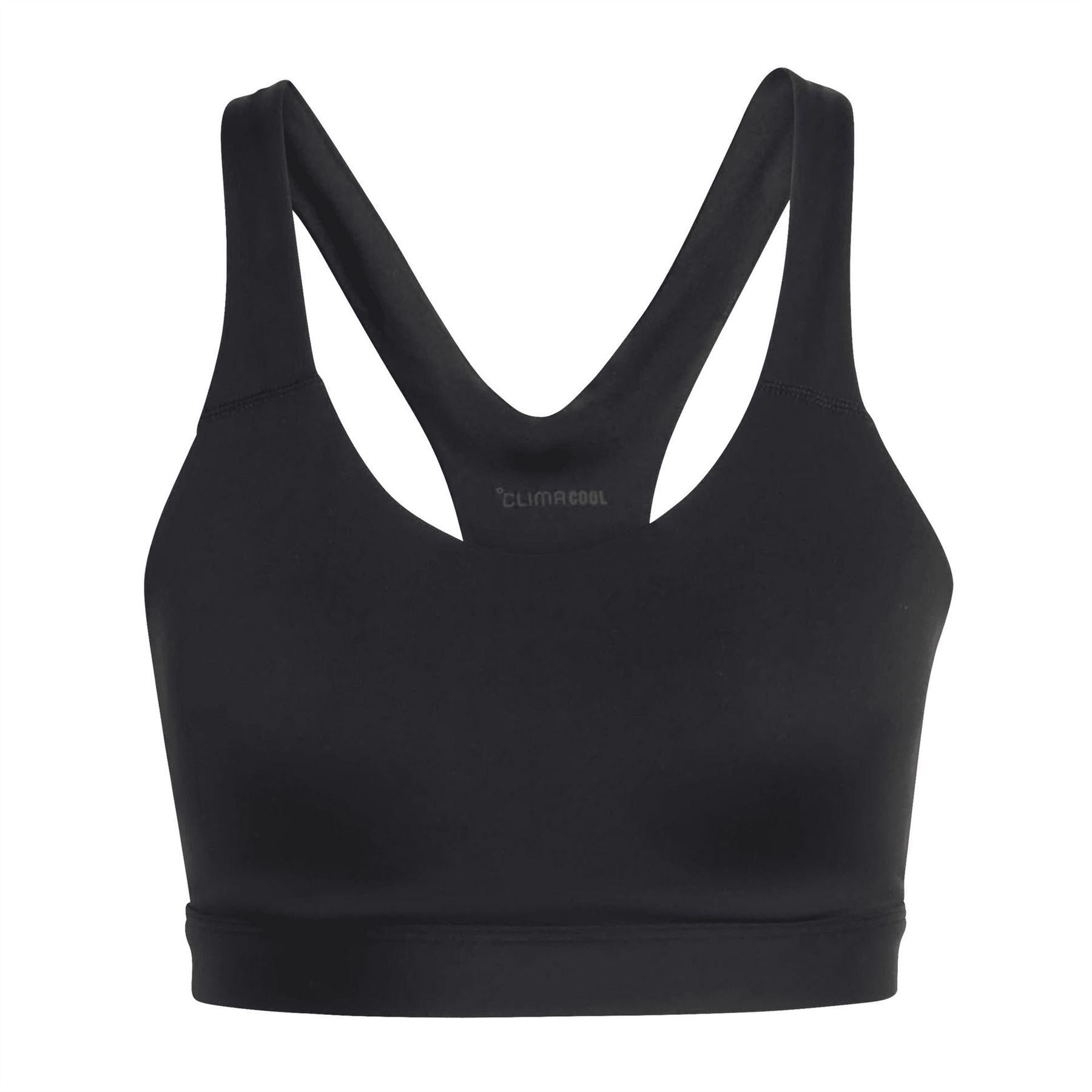 Black-White - Front - Adidas Womens-Ladies High Support Training Sports Bra