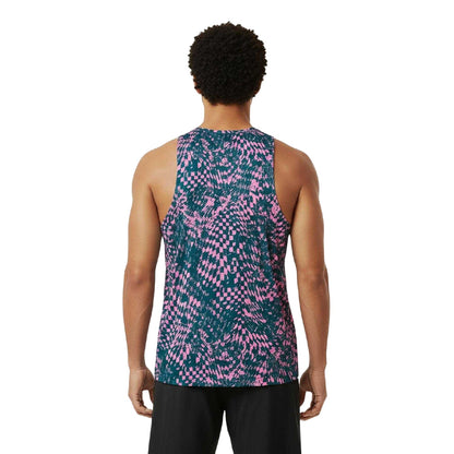 Pink - Side - New Balance Mens Performance Baffled Sleeveless Tank Top