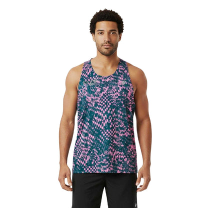Pink - Lifestyle - New Balance Mens Performance Baffled Sleeveless Tank Top