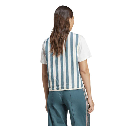 Wonder White - Back - Adidas Womens-Ladies Stripe Gilet