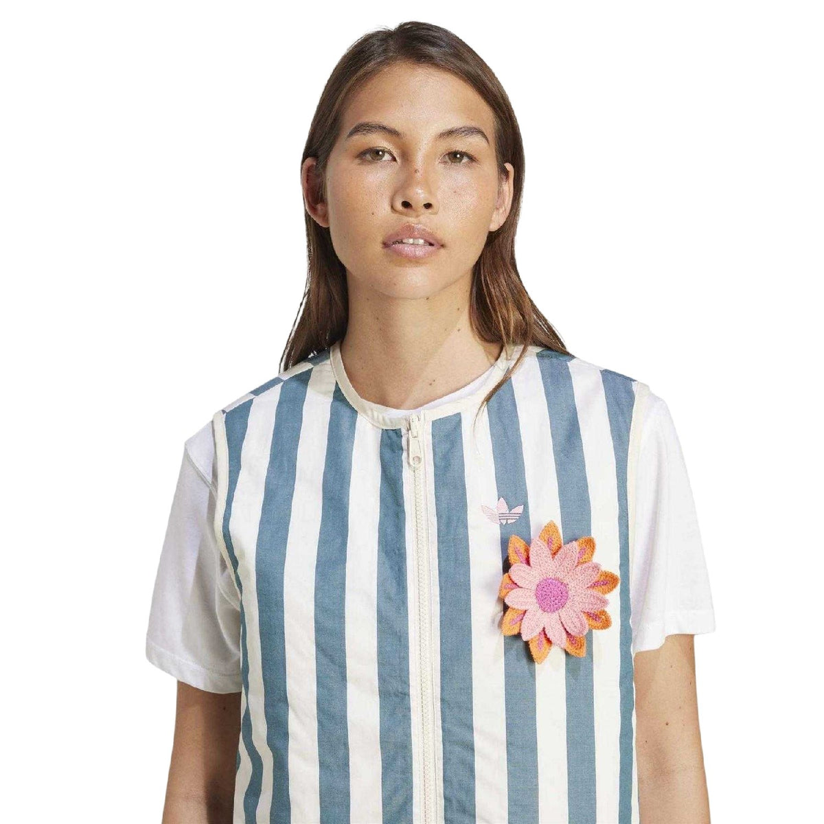 Wonder White - Side - Adidas Womens-Ladies Stripe Gilet