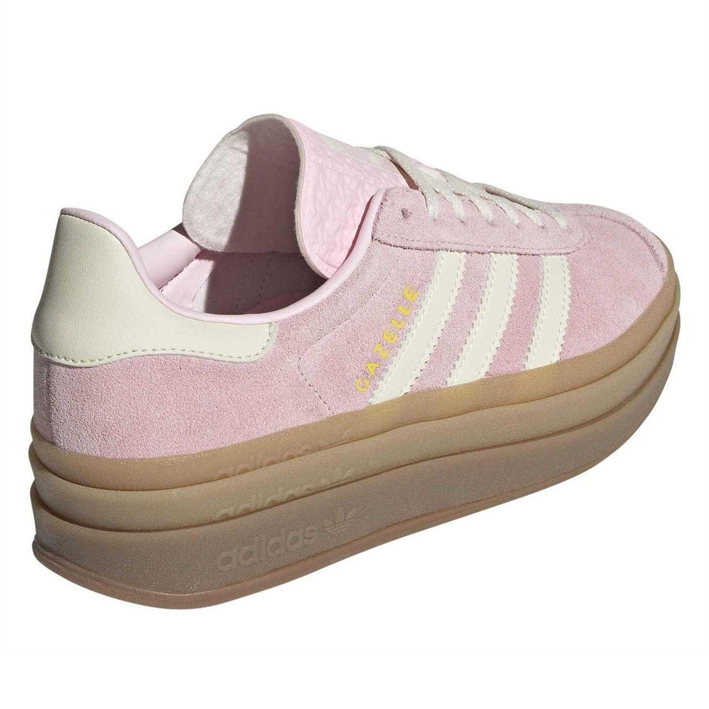 Pink-Cream-White - Back - Adidas Womens-Ladies Gazelle Suede Platform Trainers