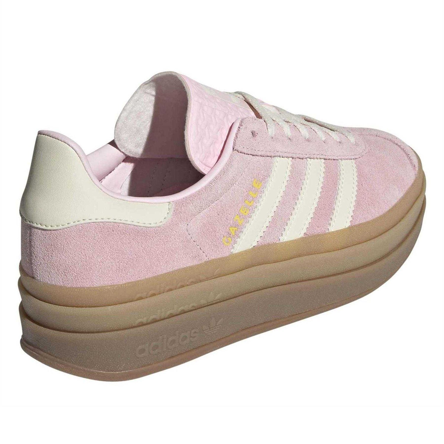 Pink-Cream-White - Back - Adidas Womens-Ladies Gazelle Suede Platform Trainers