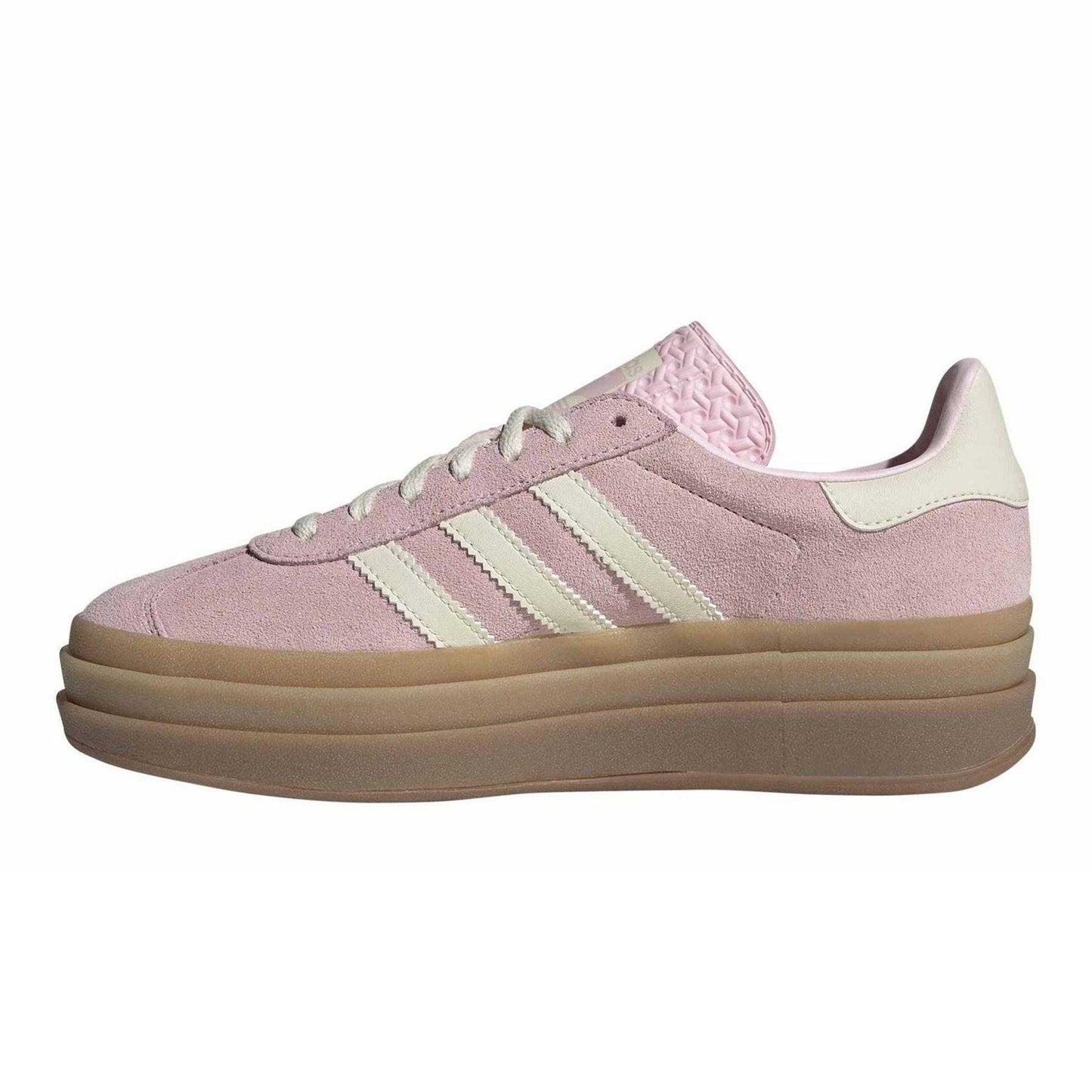 Pink-Cream-White - Side - Adidas Womens-Ladies Gazelle Suede Platform Trainers