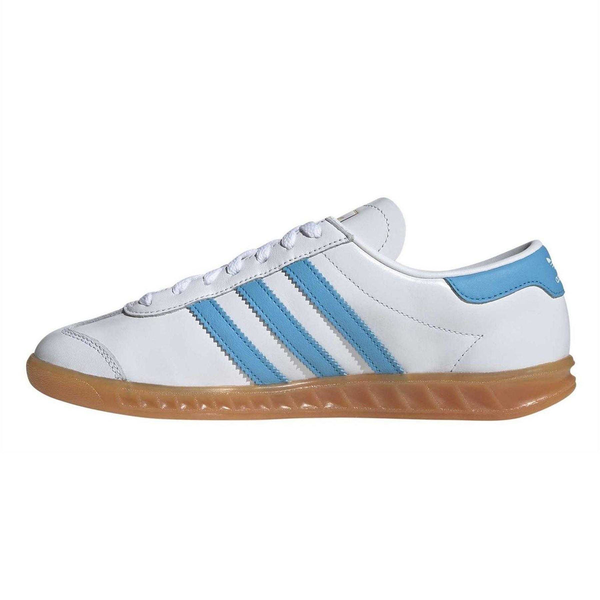 Cloud White-Sky-Rush - Side - Adidas Womens-Ladies Hamburg 3 Stripes Leather Trainers