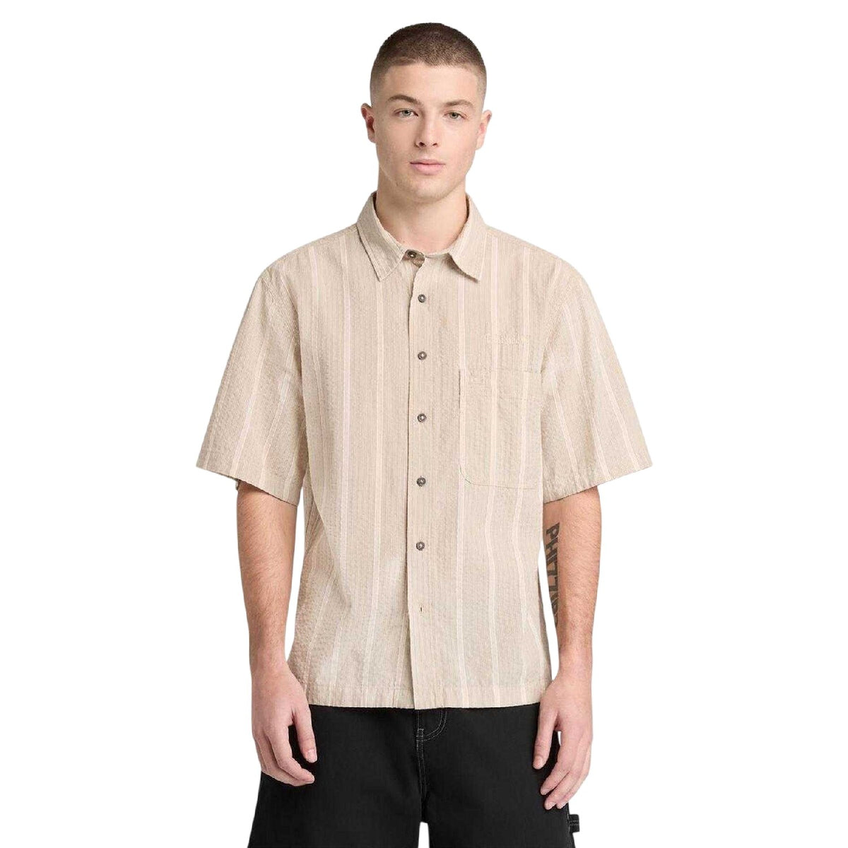 Oak - Side - Timberland Mens Striped Short-Sleeved Shirt