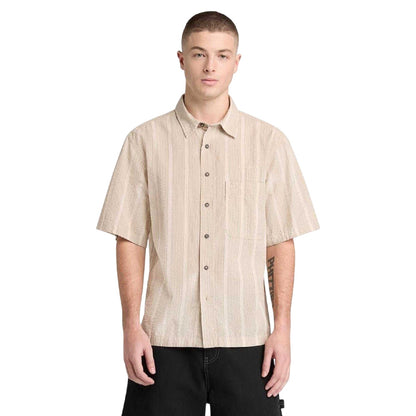 Oak - Side - Timberland Mens Striped Short-Sleeved Shirt