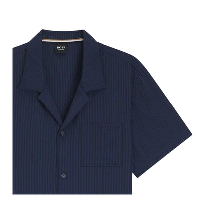 Navy - Back - Boss Mens Plain Breathable Shirt