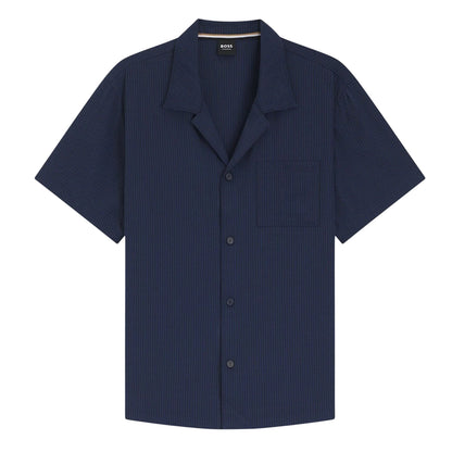 Navy - Front - Boss Mens Plain Breathable Shirt