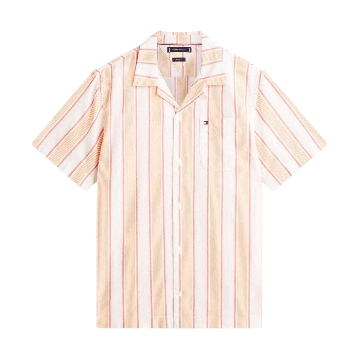 Orange - Front - Tommy Hilfiger Mens Striped Short-Sleeved Shirt