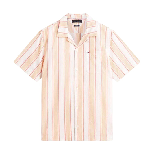 Orange - Front - Tommy Hilfiger Mens Striped Short-Sleeved Shirt