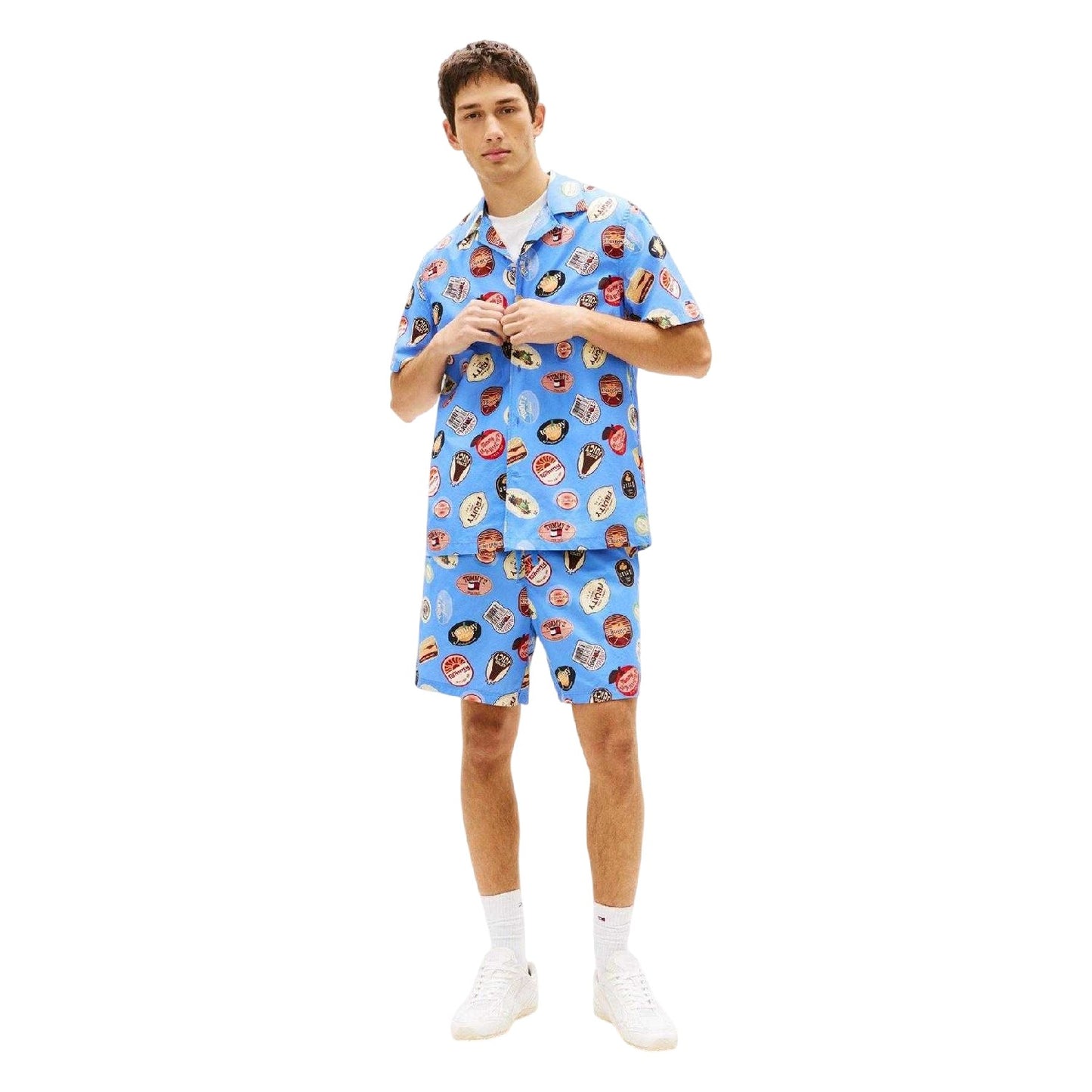 Twilight Blue - Lifestyle - Tommy Jeans Mens All-Over Print Relaxed Fit Short-Sleeved Shirt