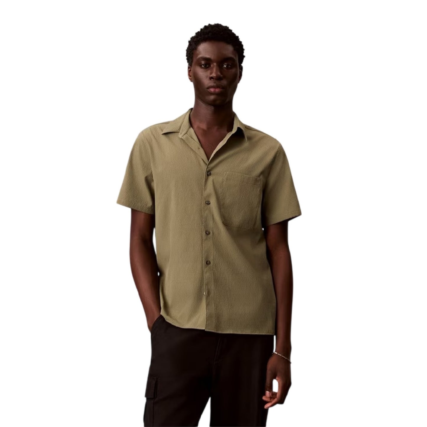 Deep Lichen Green - Side - Calvin Klein Mens Classic Tailored Shirt