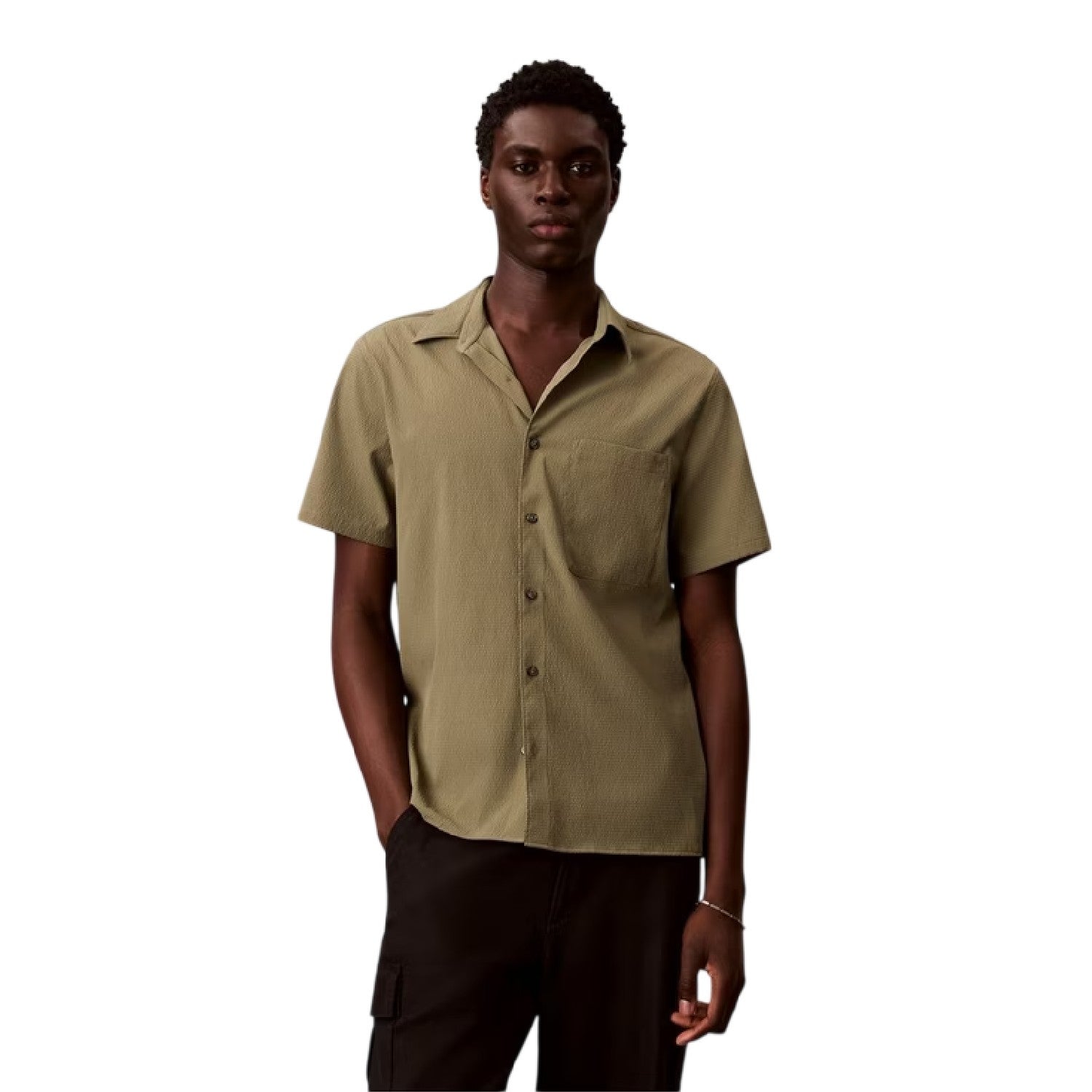 Deep Lichen Green - Side - Calvin Klein Mens Classic Tailored Shirt