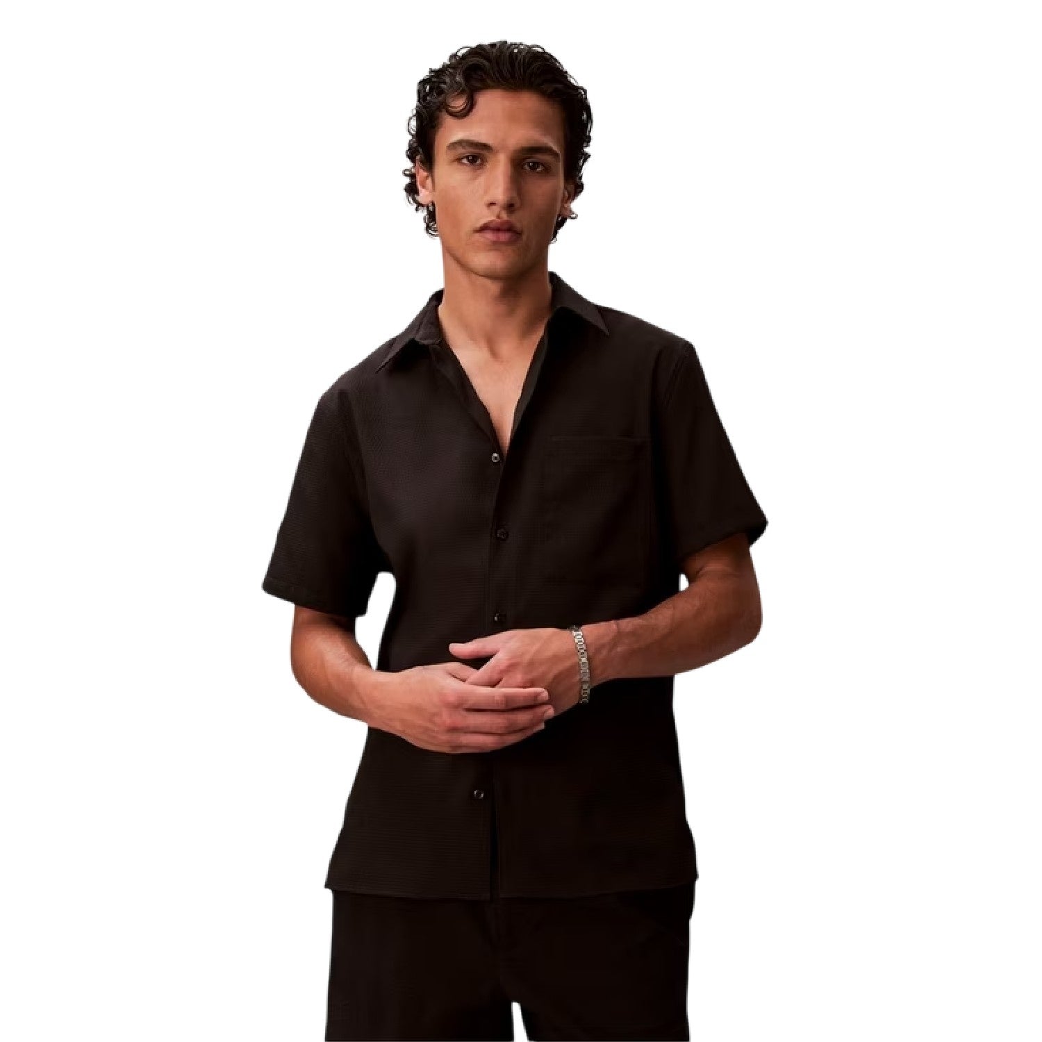 Black - Front - Calvin Klein Mens Classic Tailored Shirt