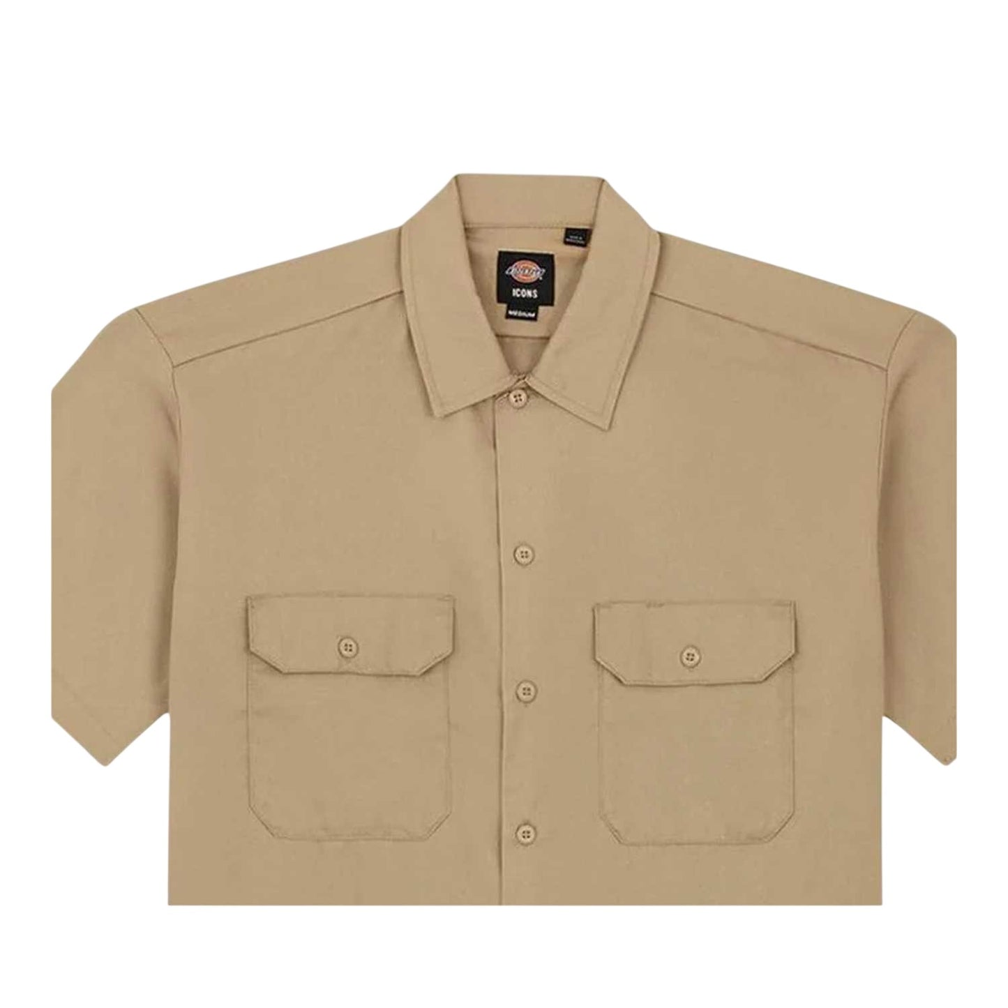 Beige - Side - Dickies Mens Relaxed Fit Short-Sleeved Shirt