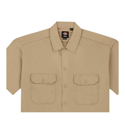 Beige - Side - Dickies Mens Relaxed Fit Short-Sleeved Shirt