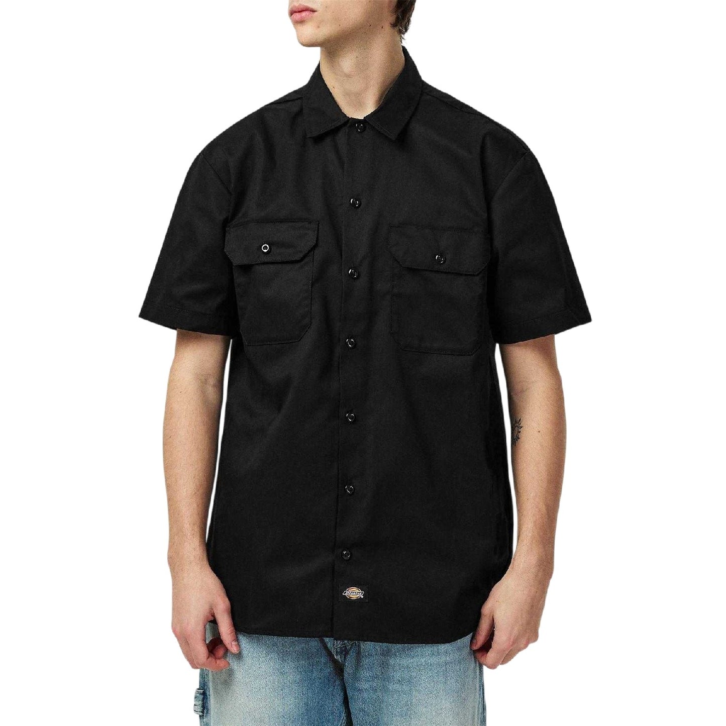 Black - Side - Dickies Mens Relaxed Fit Short-Sleeved Shirt