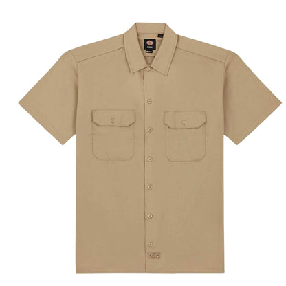 Beige - Front - Dickies Mens Relaxed Fit Short-Sleeved Shirt