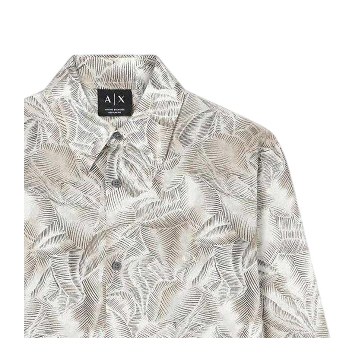 Beige - Side - Armani Exchange Mens Palm Print Regular Shirt