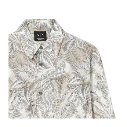 Beige - Side - Armani Exchange Mens Palm Print Regular Shirt