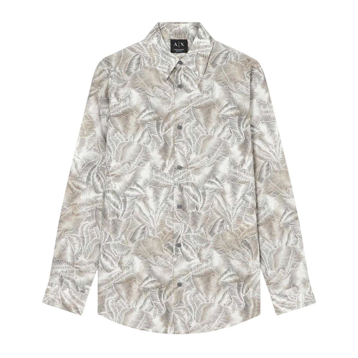 Beige - Front - Armani Exchange Mens Palm Print Regular Shirt