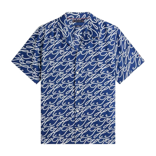 Navy - Front - Tommy Hilfiger Mens All-Over Print Shirt