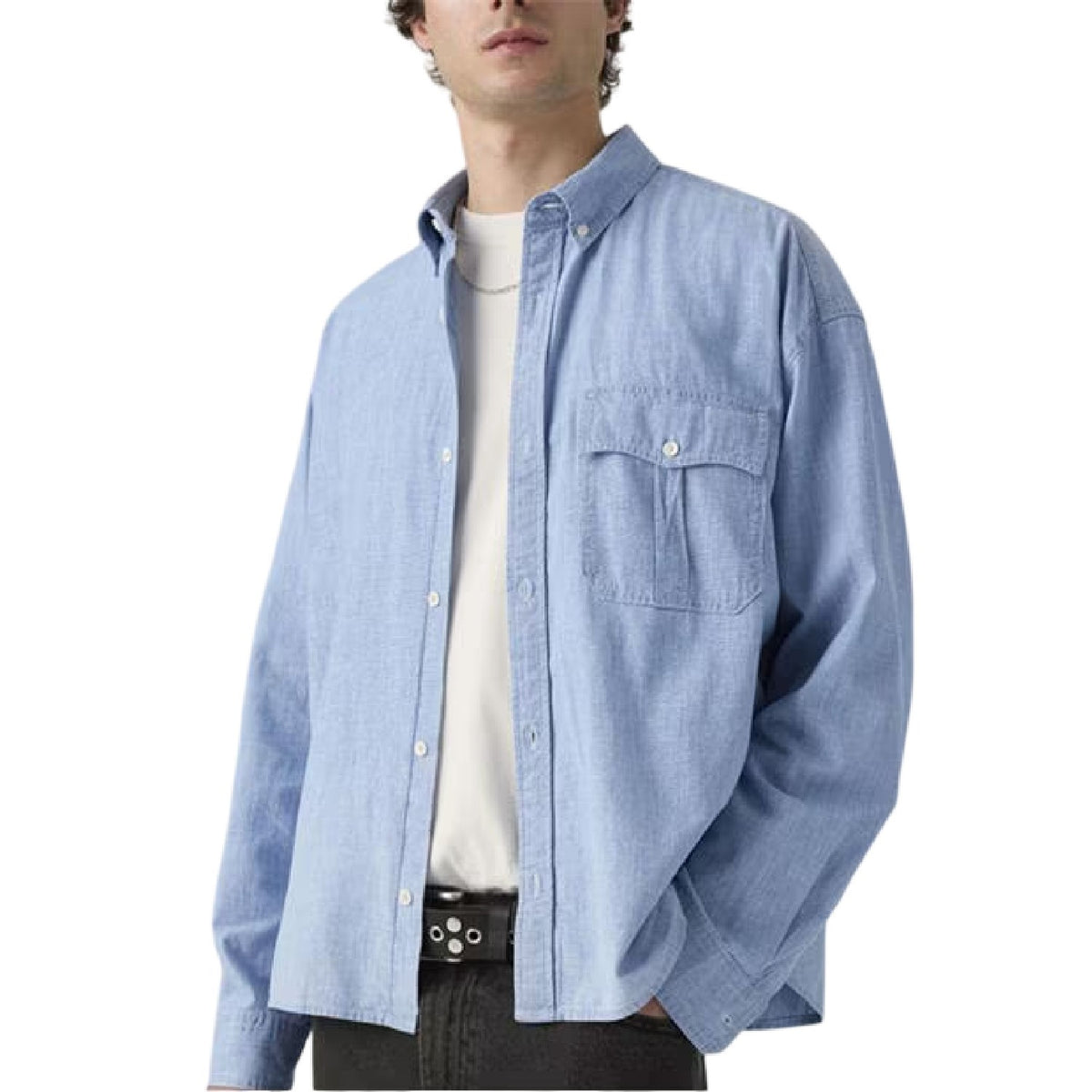Chambray - Side - Levis Mens Chambray Cropped Shirt