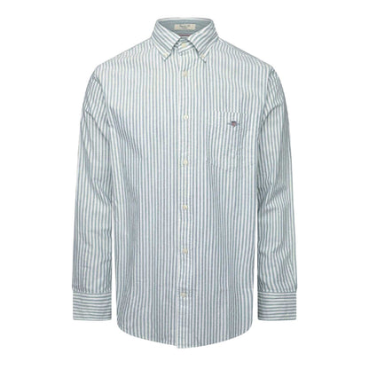 Forest Green - Front - Gant Mens Classic Striped Shirt